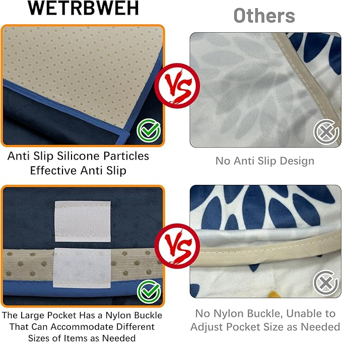 WETRBWEH TV Remote Control Holder Couch Caddy, Non-slip Bedside Caddy Organizer with 5 Pockets for Key Glasses Phone Magazine Holders