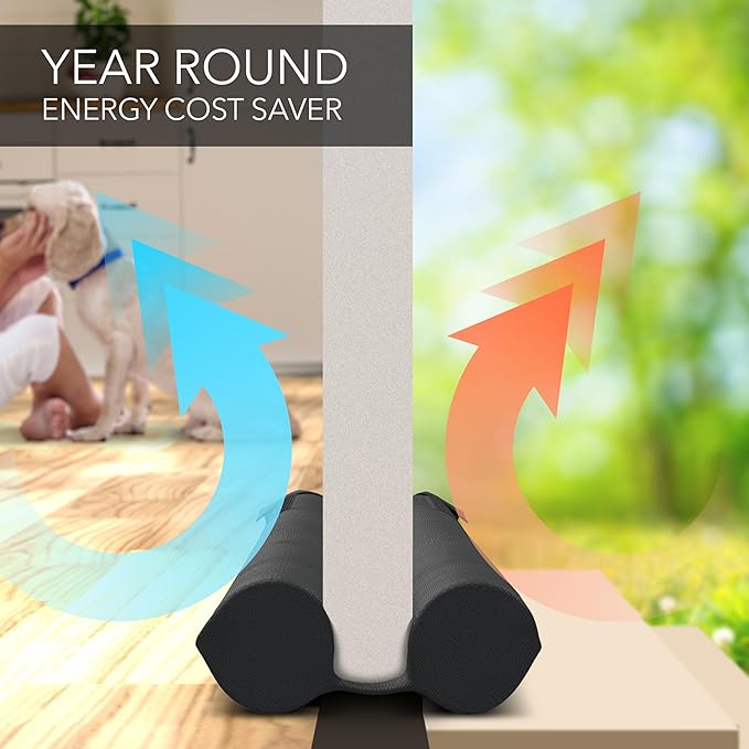 Everlasting Comfort 2 Sided Under Door Draft Stopper for Bottom of Doors - Quick Install, Keeps Heat In & Cold Air Out - Sound Proofing Foam Strip Gap Filler, Noise Blocker for Interior -Fits 30"-36"W