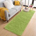 OLANLY 2x8 Machine Washable Runner Rugs for Hallway, Soft Fluffy Shaggy Bedside Rugs for Bedroom, Living Room, Indoor Floor Carpet for Kids Girls Boy, Nursery Rooms, Home Decor Aesthetic, Grass Green