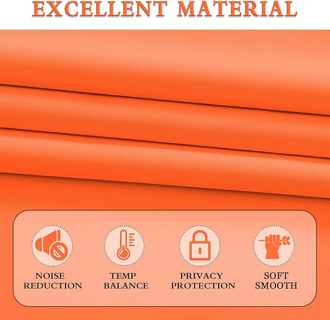 Light Filter Shading Effect Curtains Set for Windows,96 Inch Length Room Darkenging Energy Efficient Privacy Assured Window Treatment Curtains(Vibrant Orange,Pack of 2,52 inches W x 96 inches L)