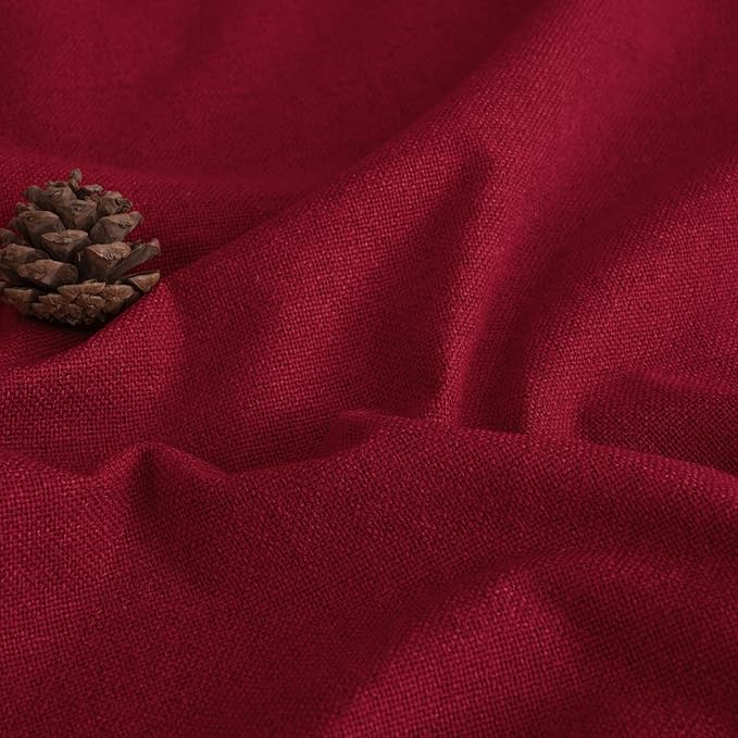 Red 100% Linen Blackout Curtains for Winter Christmas Decor 95 Inch Long 52 Wide, Extra Long Thermal Insulated Light Blocking Linen Curtains, Window Drape Each 52x95 Inch 2 Panels