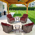Belord Luxury 6-inch Thick Cushion Patio Furniture Set - Outdoor Swivel Rocker Glider Chairs Set of 4 with Glass Top Side Table, All-Weather Wicker Patio Conversation Set for Deck Balcony Sunroom