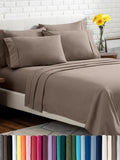 Bare Home Hotel Luxury Queen Sheet Set, Extra Soft - 6 Piece Set - Deep Pockets - Easy Fit - Cooling & Breathable - Wrinkle, Fade, Stain Resistant - Includes 4 Pillowcases (Queen, Taupe)