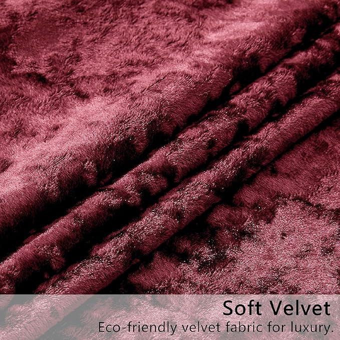 SMILETIME Burgundy Red Crushed Velvet Curtains 52x90 inch Luxurious Thermal Insulated Soundproof Drapes for Living Room Bedroom Office Soft and Durable Light-Filtering Window Treatments, 2 Panels