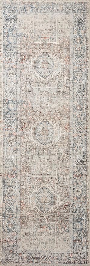 Loloi Chris Loves Julia Jules Collection JUL-07 Natural/Ocean 2'-6'' x 9'-6'', .13" Pile Height, Runner Rug