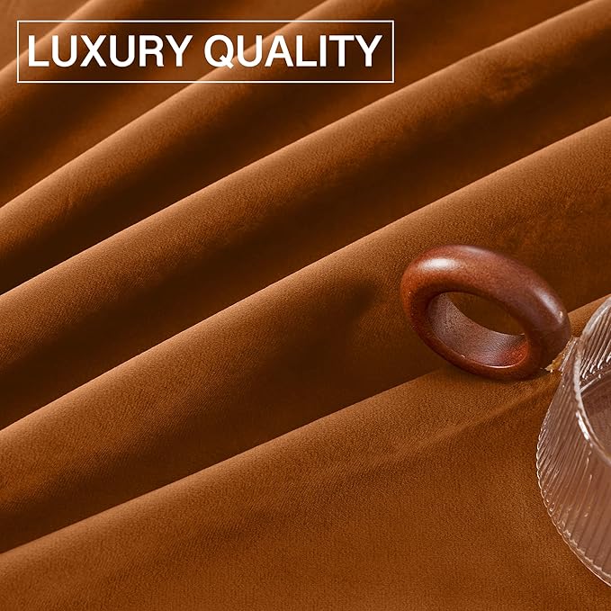 StangH Burnt Orange Velvet Curtains for Living Room Luxury Fall Holiday Home Decoration Room Darkening Thermal Insulated Panels for Sliding Door Theater Laundry, W52 x L102, 2 Panels