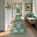 Area Rugs 2'6''x10' Washable Non-Slip, Floral Vintage Distress Print Pattern Medallion Carpet for Living Room Bedroom Dining Room, Dark Blue Vintage