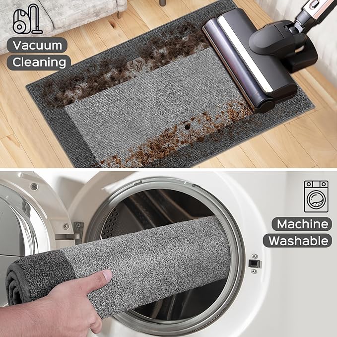 Machine Washable Kitchen Rug 24" x 70", Non Slip Kitchen Mat for Floor, Absorbent Entrance Runner Rug for Bedroom, Hallway, Bathroom, Door (Roll Packing)