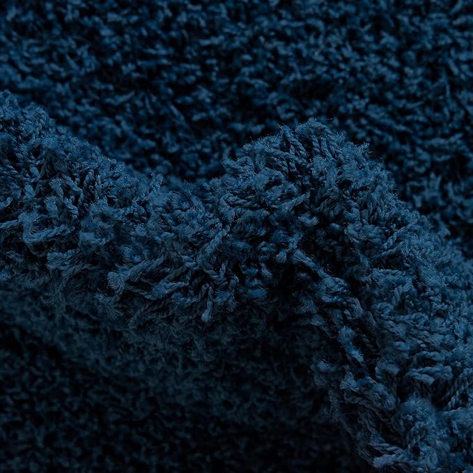 Unique Loom Solid Shag Collection Area Rug (3' 3" Round, Sapphire Blue/ Navy Blue)
