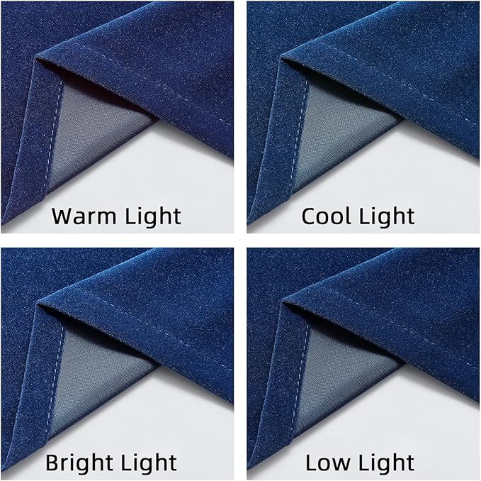 Joydeco Blue Velvet Curtains 102 inch Length 2 Panels, Luxury Blackout Rod Pocket Thermal Insulated Window Curtains, Super Soft Room Darkening Drapes for Living Dining Room Bedroom,W52 x L102 inches