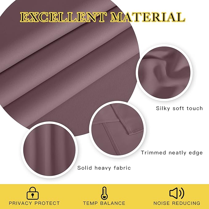 NICETOWN Blackout Curtains 72 inches Long, Grommet Privacy Window Treatment Thermal Insulated Room Darkening Sliding Glass Door Drape for Bedroom Living Room, 1 Panel, W100 x L72, Dry Rose