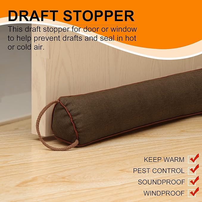 TORRAMI 38" Door Draft Stopper Under Bottom Insulation Noise Air Stopper 2.87LB,Sound Proof Draft Guard Seal for Doors and Windows - Triangle Coffee