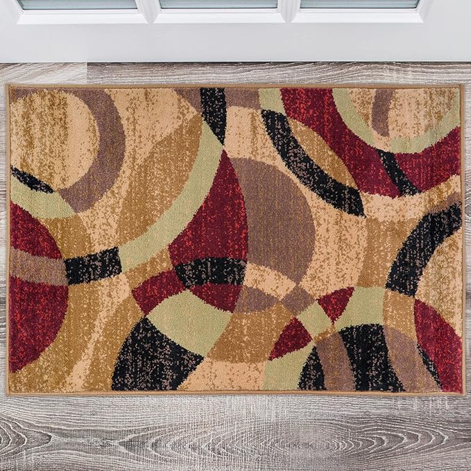 Rugshop Contemporary Abstract Circles Perfect for high Traffic Areas of Your Living Room,Bedroom,Home Office,Kitchen Easy Cleaning Area Rug 2' x 3' Multi