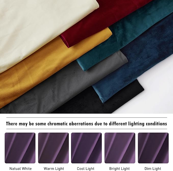 RYB HOME Purple Velvet Curtains 102 inches, Back Tab Soft Fabric Room Darkening Thermal Insulated Luxurious Home Decor Curtains for Living Room Bedroom, W 52" x L 102", 2 Panels Set