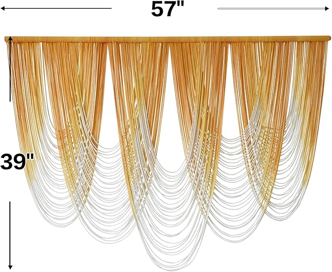 IOWER Macrame Wall Hanging Large Yellow Yarn Tapestry Headboard Decor Handmade Fiber Art Backdrop for Boho Bedroom, Living Room, 57" W x 41" L