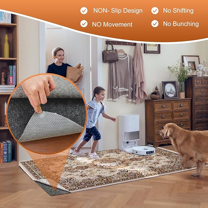 Felt Rug Pad, 2 x 8 Ft Rubber Non-Slip Rug Pad Gripper, Keep Rugs Secure and in Place, Extra Strong Under Carpet Mat Cushion - for All Floors