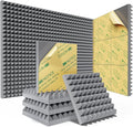 Sonicism Sound Proof Foam Panels for Walls Self-Adhesive 12 Pack Pyramid 1" X 12" X 12" Soundproof Wall Panels High Density Acoustic Panels Foam Fast Expand,Sound Absorption & Decoration,Gray