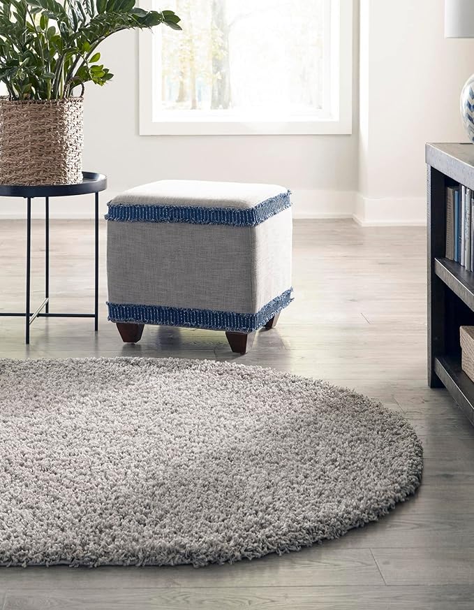 Unique Loom Solid Shag Collection Area Rug (3' 3" x 5' 3" Oval, Cloud Gray)