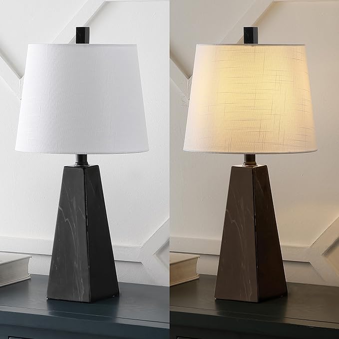 JONATHAN Y JYL1037D-SET2 Owen 20.5" Resin LED Table Lamp Contemporary, Office, Living Room, Family Room, Dining Room, Bedroom, Hallway, Foyer, Black Marble Finish (Set of 2)