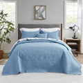 CHIXIN Bedspread Coverlet Quilt Set Full Size - Lightweight Bedding Cover - Ultrasonic Quilting - 5 Piece Reversible Bedspread - Vintage Rose Pattern (Full, Ashley Blue)