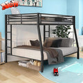 Upgraded Version Thicken Metal Heavy-Duty Full XL Over Queen Bunk Bed, Best Modern Style Stronger Full Over Queen Size Bunk Bed Frame with Ladder for Adults, Easy Assembly (Full XL Over Queen-A)