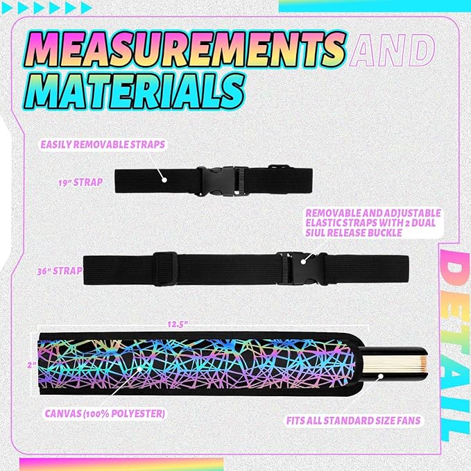 Summer Rave Fan Thigh Holster Rave Fan Holder Folding Hand Pouch Foldable Sleeves with Waist Belt for Thigh Party