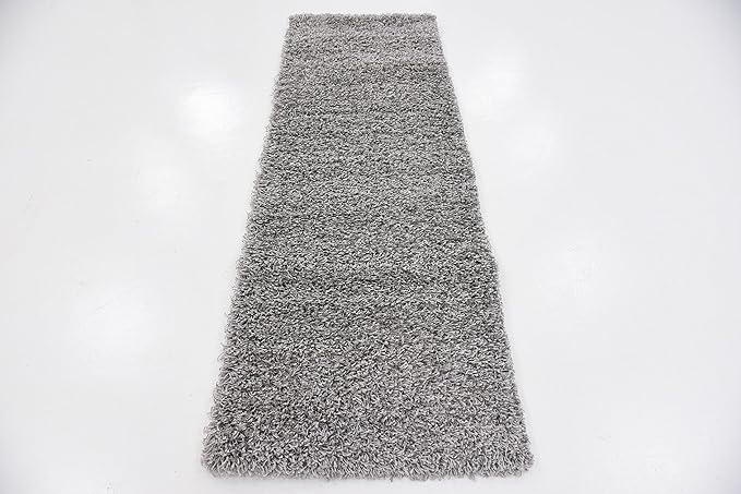 Unique Loom Solid Shag Collection Area Rug (2' x 6' 5" Runner, Cloud Gray)