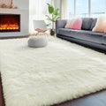 PAGISOFE Machine Washable Area Rugs for Living Room 6x9 Ft,Cream White Soft Fuzzy Shaggy Rugs for Bedroom, Office Ivory Nursery Carpet Boys Girls Dorm Pastel Rug for Kids Room Home Decor Aesthetic