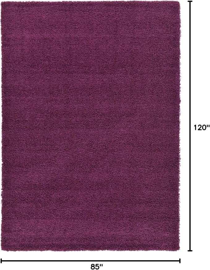 Unique Loom Solid Shag Collection Area Rug (7' 1" x 10' Rectangle, Eggplant Purple)