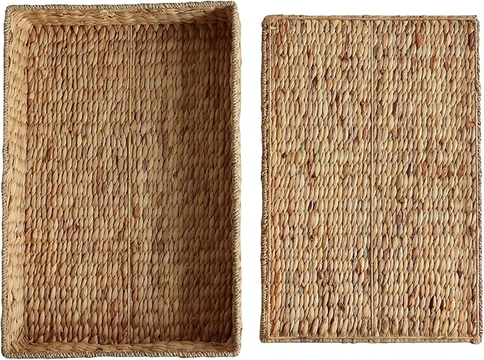 happimess BSK2015A Holden 30" Classic Costal Hand-Woven Hyacinth Wicker Under Bed Storage Basket with for Storage and Decoration in Bathroom, Bedroom, Closet, Entryway, Natural