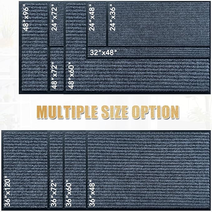 Front Door Mat,2.7'x4'Indoor Outdoor Door Mat,Heavy Duty Welcome,Commercial Floor Mats Inside Outside Entrance,Waterproof All-Season, All-Weather Non Slip Backing Doormat for Entryway,Dark Gray
