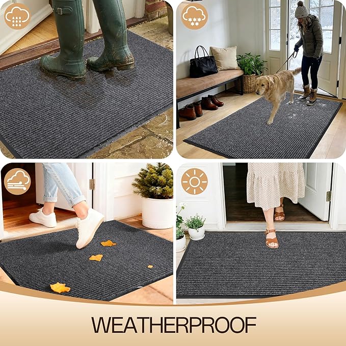 Amyracel Front Door Mat Indoor Outdoor Entrance, 36" x 120" All-Season Waterproof Doormat for Enterway, Heavy Duty Commercial Floor Mat, Fade Resistant, Rubber Back, Low Profile, Easy Clean