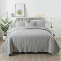 HoneiLife Oversized King Bedspreads - California King Quilt 128x120, 4-Piece Cal King Quilt Sets,Rustic Bedding Sets King Size,Extra Large Coverlets Lightweight Bed Cover for All Season Use-Grey