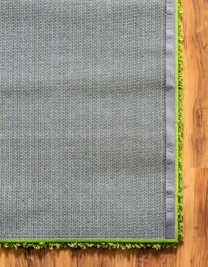 Unique Loom Solid Shag Collection Area Rug (2' 6" x 13' 1" Runner, Grass Green)