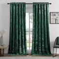 SMILETIME Forest Green Crushed Velvet Curtains 52x84inch Rod Pocket Luxurious Thermal Insulated Soundproof Drapes Soft and Durable Light-Filtering Window Treatments for Living Room Bedroom, 2 Panels