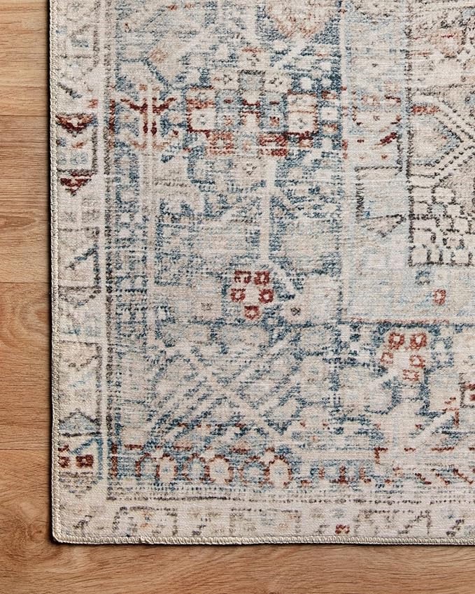 Loloi Chris Loves Julia Jules Collection JUL-07 Natural/Ocean 2'-6'' x 9'-6'', .13" Pile Height, Runner Rug