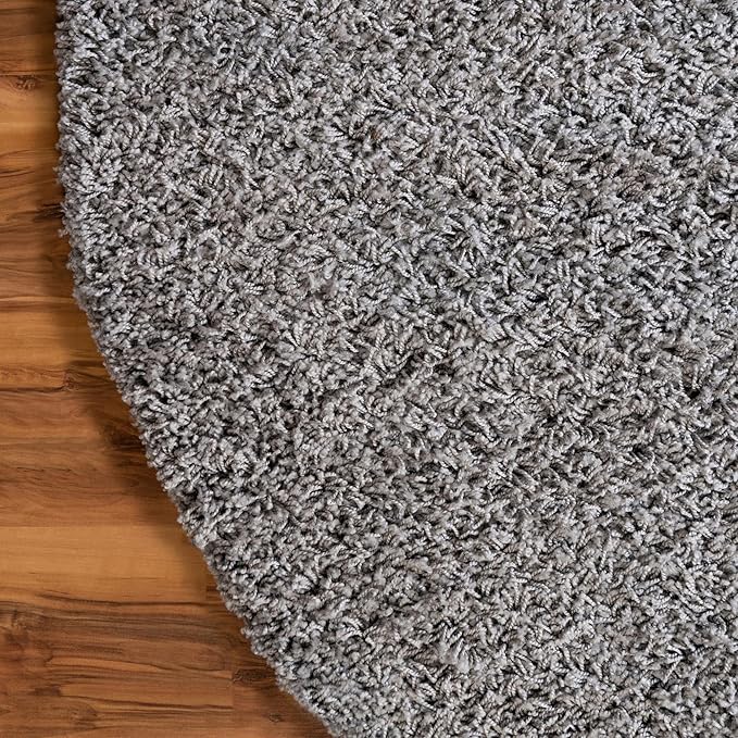 Unique Loom Solid Shag Collection Area Rug (3' 3" x 5' 3" Oval, Cloud Gray)