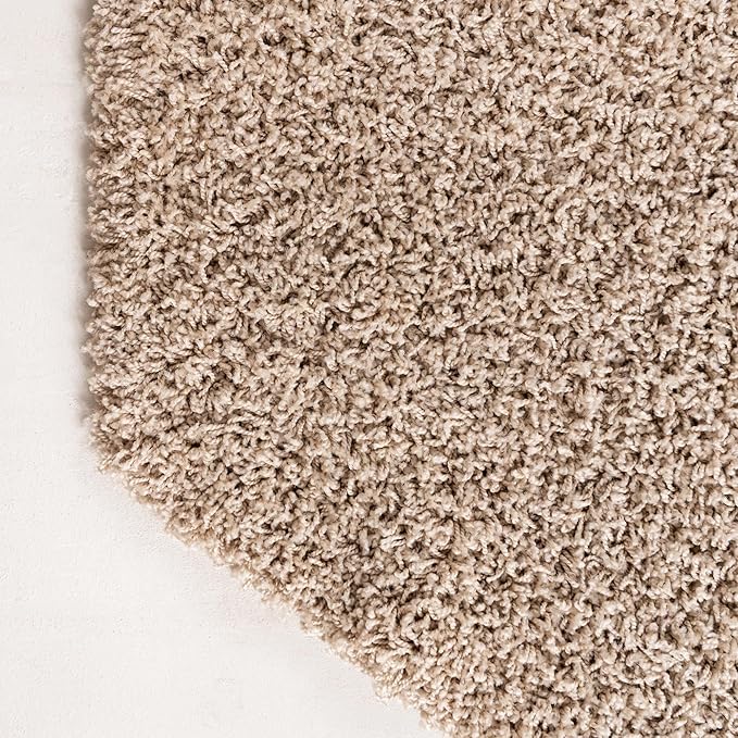 Unique Loom Solid Shag Collection Area Rug (4' Octagon, Taupe)