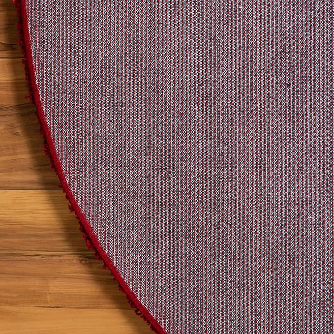 Unique Loom Solid Shag Collection Area Rug (8' Round, Cherry Red)