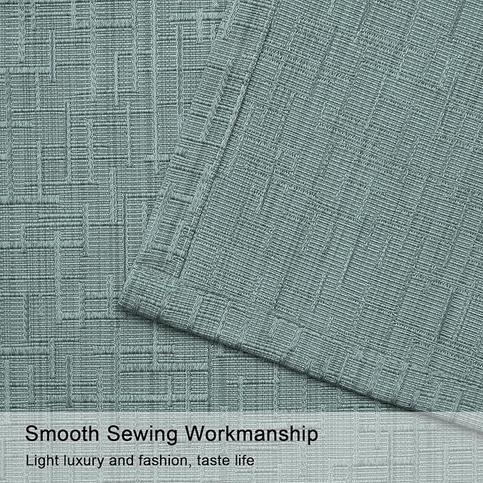 Jacquard Linen Curtains 72 inch Length 2 Panels Thick Faux Linen Blended Window Drapes Burlap Textured Curtains with Grommet for Living Room Bedroom Farmhouse (52x72 Lake Blue) Natural