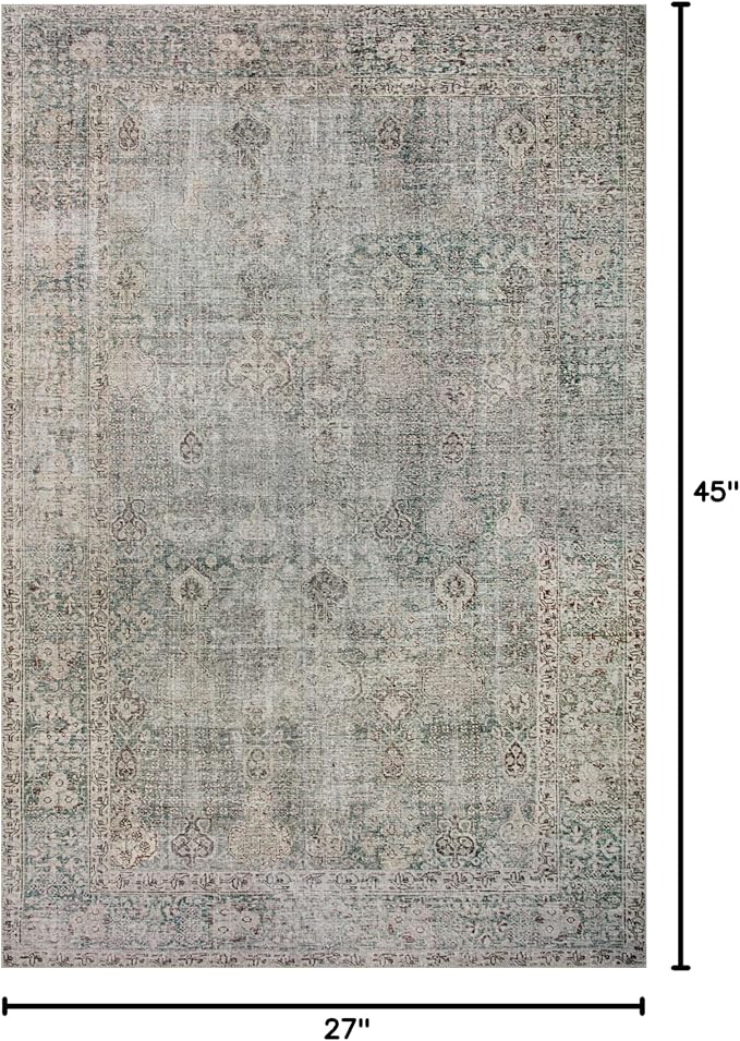 Loloi Chris Loves Julia Jules Collection JUL-08 Emerald/Antique Ivory 2'-3'' x 3'-9'', .13" Pile Height, Accent Rug