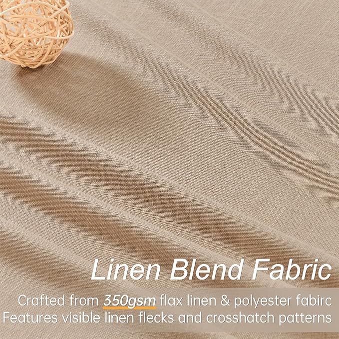 Topfinel 105 Inches Long Custom Black Out Faux Thick Linen Drapery Panels, Pinch Pleated Heat Reflective Neurtral Curtains with Pin Hooks, Luxury Lined Back Tab Drapes Set of 2