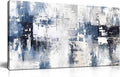 Prepeyssee White and Blue Abstract Canvas Wall Art for Living Room Bedroom Home Office Large Modern Grey Abstract Canvas Prints Picture Ready to Hang Size 20x40