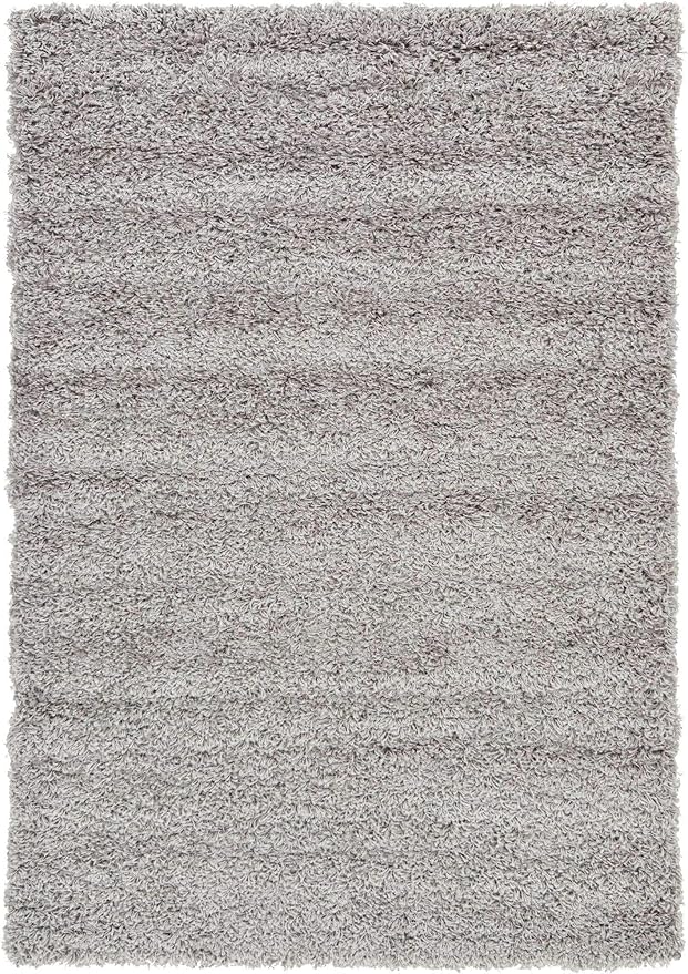 Unique Loom Solid Shag Collection Area Rug (4' 1" x 6' 1" Rectangle, Cloud Gray)