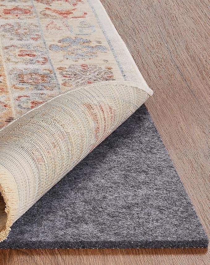 Veken Non Slip Cushioned Rug Pad Gripper 5 x 8 Ft, Felt and Silicone Backing, 1/8 inch Thick Carpet Liner for Hardwood Floors and Finishes, Under Area Rugs Anti Skid Mat, Keep Rugs Safe and in Place