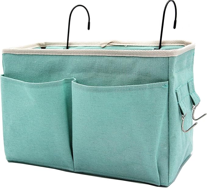 Someteth Bedside Caddy Bedside Hanging Storage Basket Multi-Function Organizer Caddy for Bunk and Hospital Beds Dorm Rooms Bed Rails, Can be Placed Glasses Books Mobile Phones(Green)
