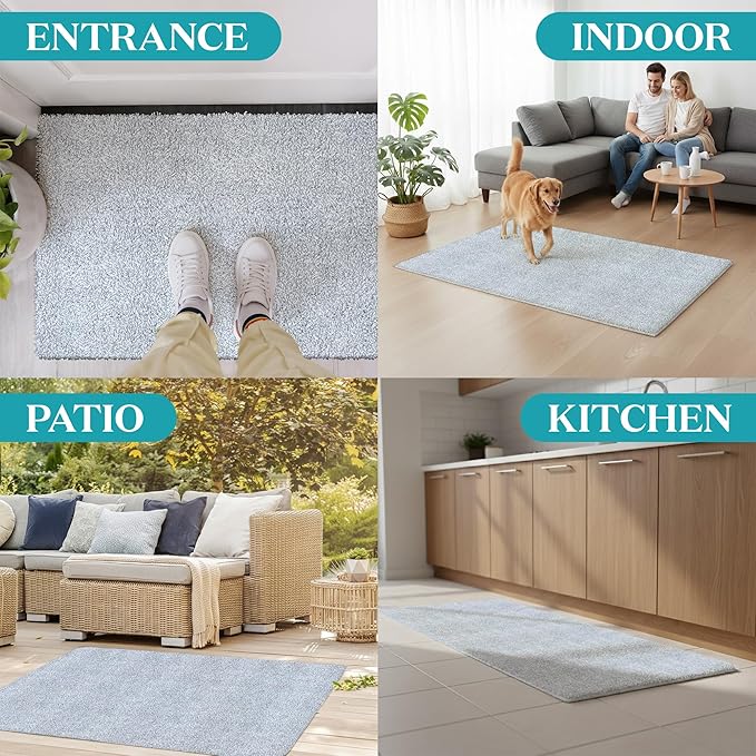 Premium Microfiber Indoor Door Mat – 20"x30" Washable Entry Mat, Non-Slip, Waterproof Backing, Super Absorbent, Low Profile Entryway Doormat for Indoor Entrance