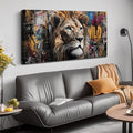 JuhaiArt Graffiti Wall Art Lion Picture Brown Wall Decor Animal Wall Art Canvas for Living Room Bedroom Home Office Prints Colorful Artwork 24" x 48"