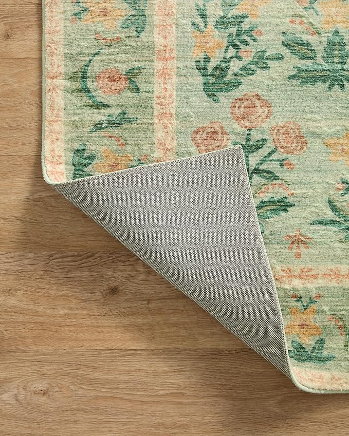 Loloi Rifle Paper Co. Eden Collection EDE-01 Mughal Rose Moss 3'-6" x 5'-6" Accent Rug feat. CloudPile™