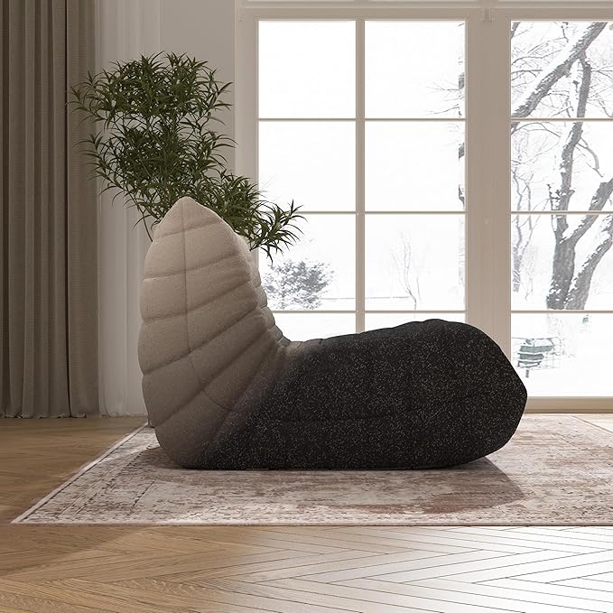 Fireside Bean Bag Sofa - Large Bean Bag Chair for Adults & Teens, High Density Comfortable Foam, Memory Foam, Black & White
